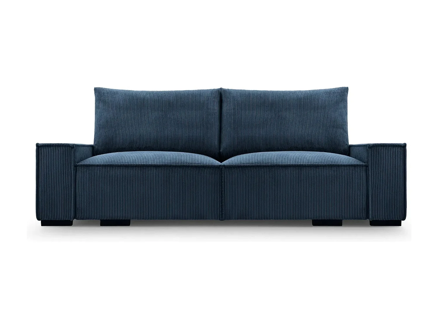 CLARY - Canapé droit convertible velours côtelé 2 places - Bleu