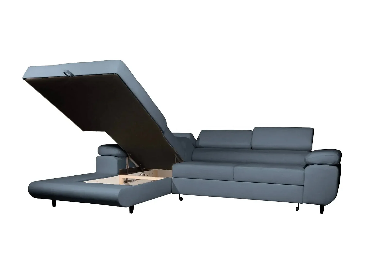 CHARLIE - Canapé d'angle convertible tissu chiné 4 places - Bleu - Gauche