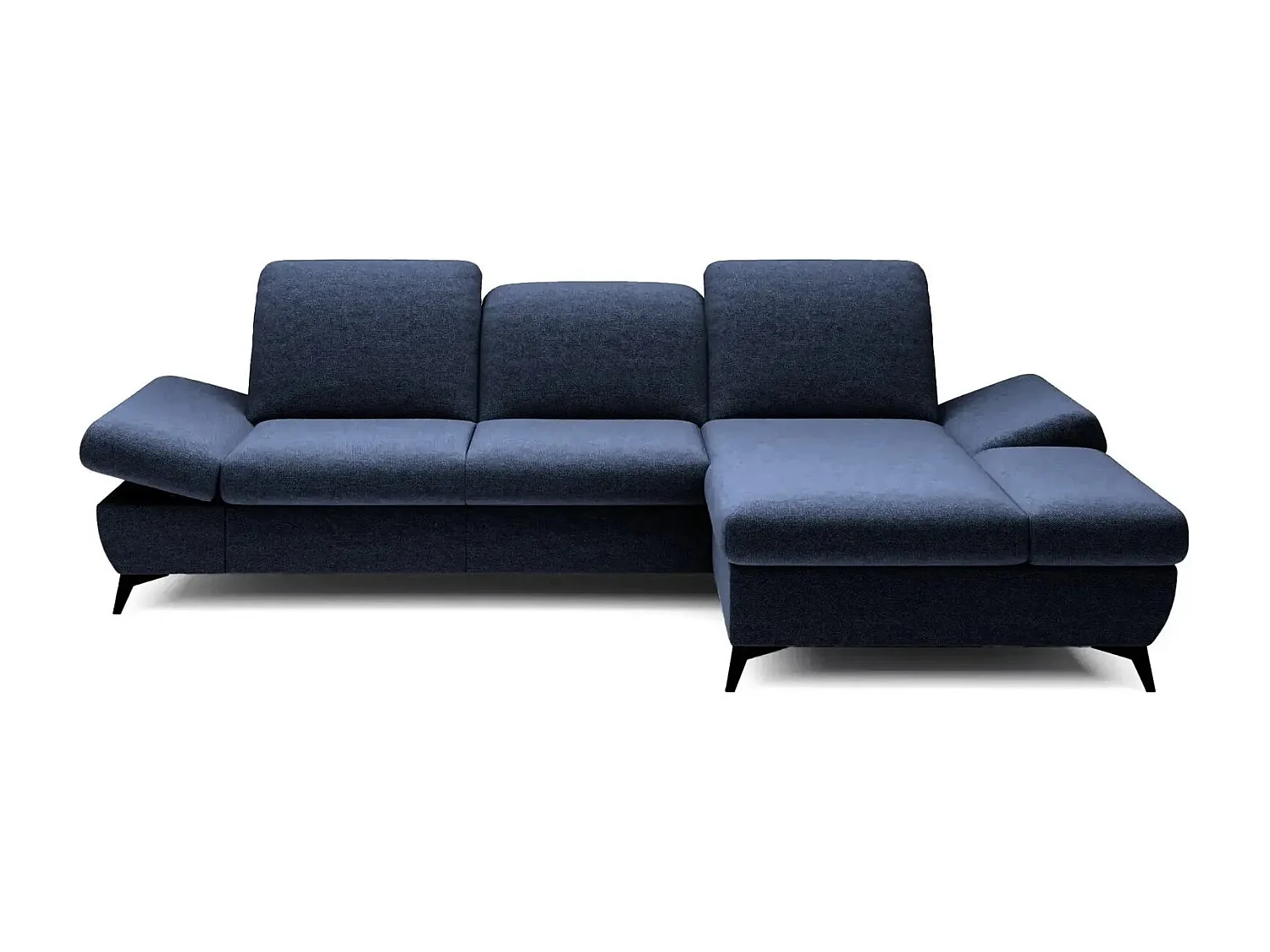 LIVIA - Canapé d'angle convertible tissu chiné 4 places - Bleu - Droit