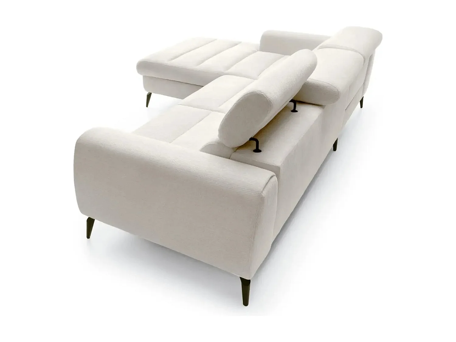 CLOVIS - Canapé d'angle convertible tissu chiné 4 places - Blanc - Droit