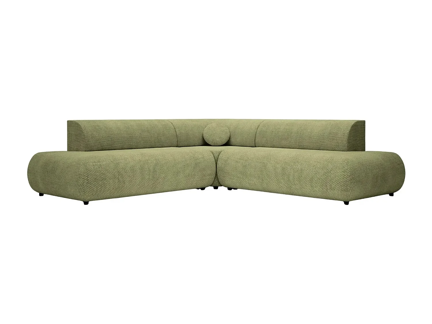 LEVI - Canapé panoramique convertible tissu lisse 5 places - Vert - Gauche
