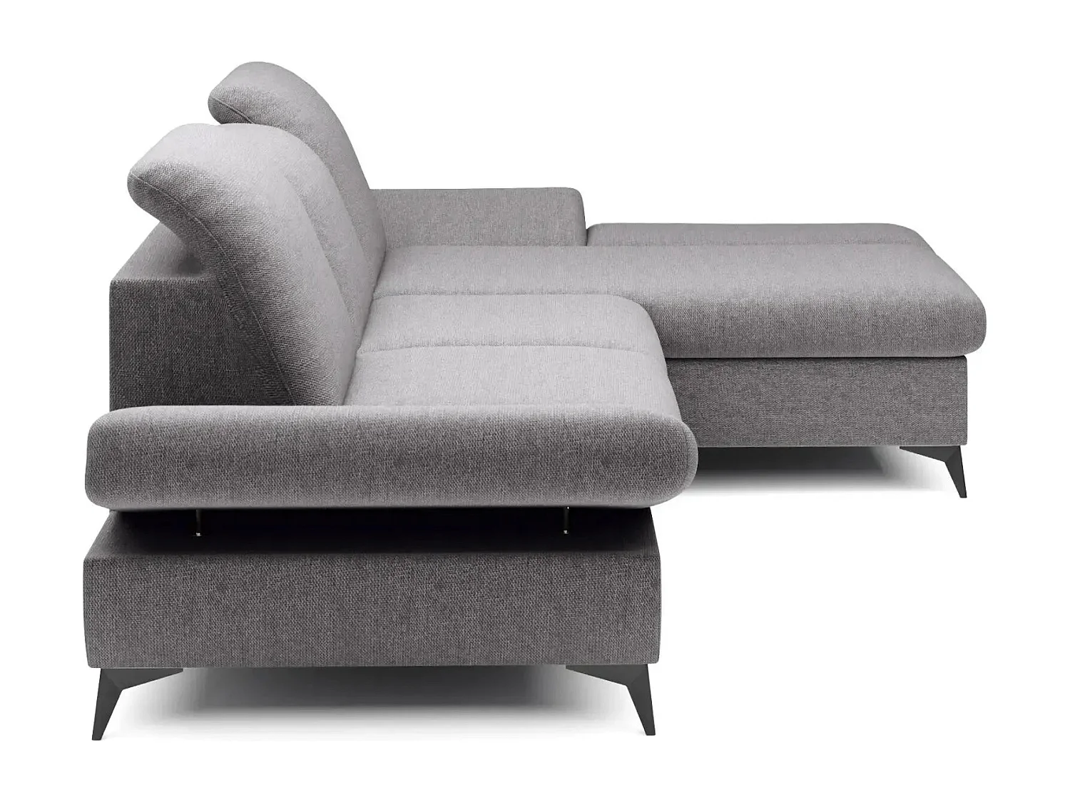 LIVIA - Canapé d'angle convertible tissu chiné 4 places - Gris clair - Droit