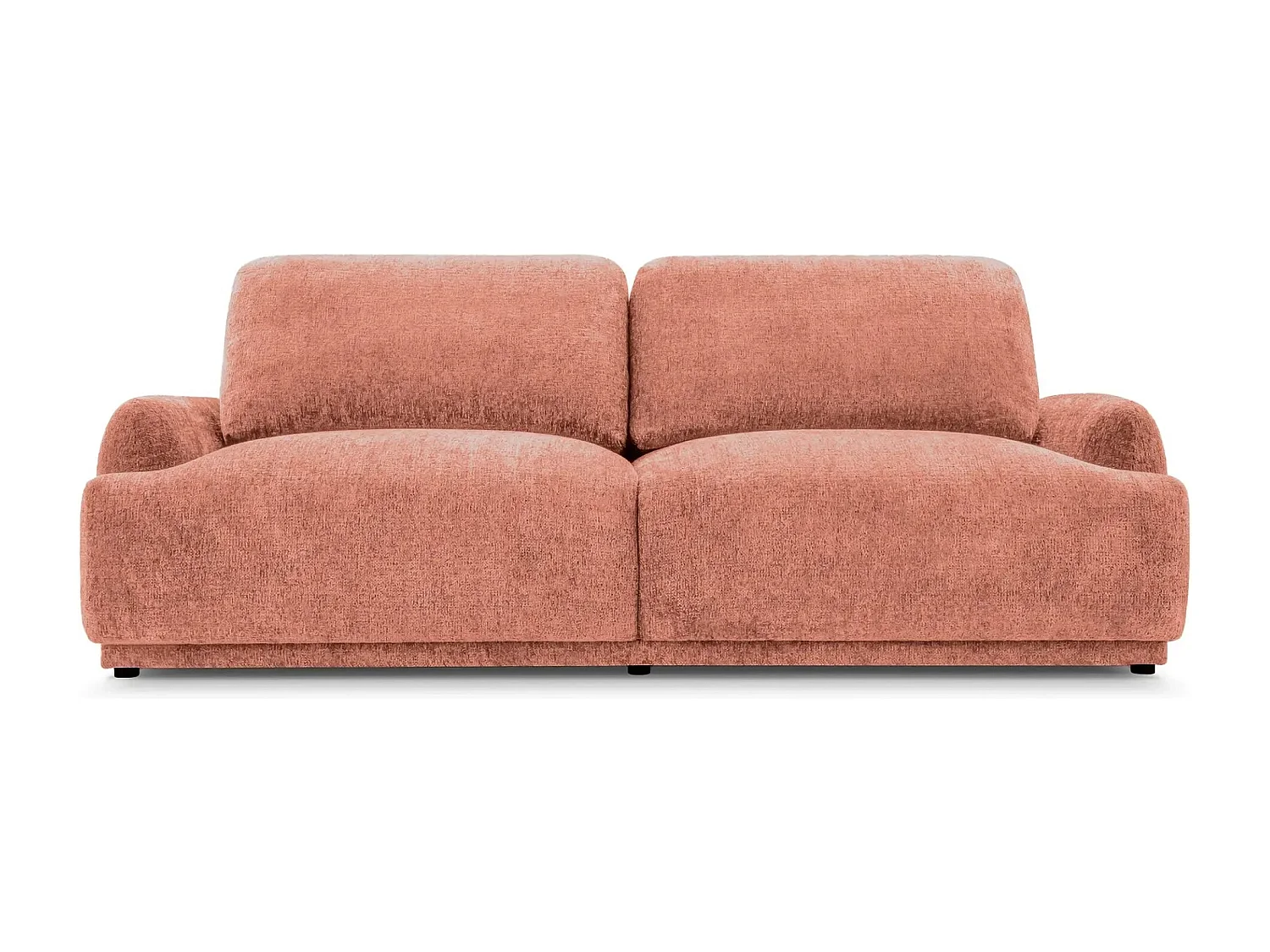 CLAUDIA - Canapé droit convertible tissu chenille 3 places - Terracotta