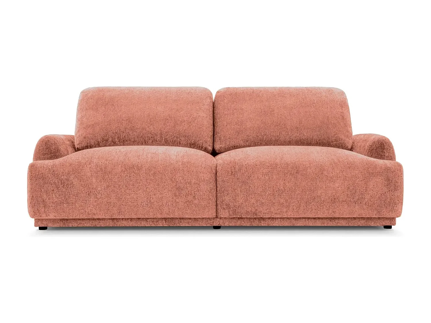 CLAUDIA - Canapé droit convertible tissu chenille 3 places - Terracotta