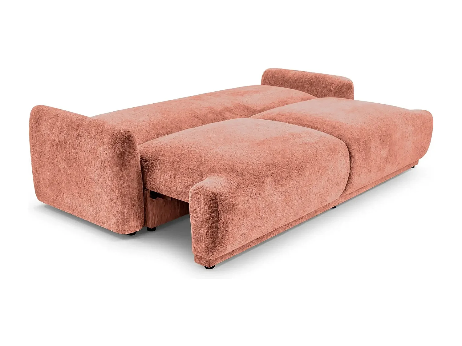 CLAUDIA - Canapé droit convertible tissu chenille 3 places - Terracotta