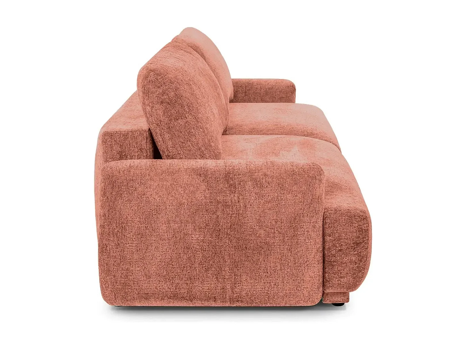 CLAUDIA - Canapé droit convertible tissu chenille 3 places - Terracotta