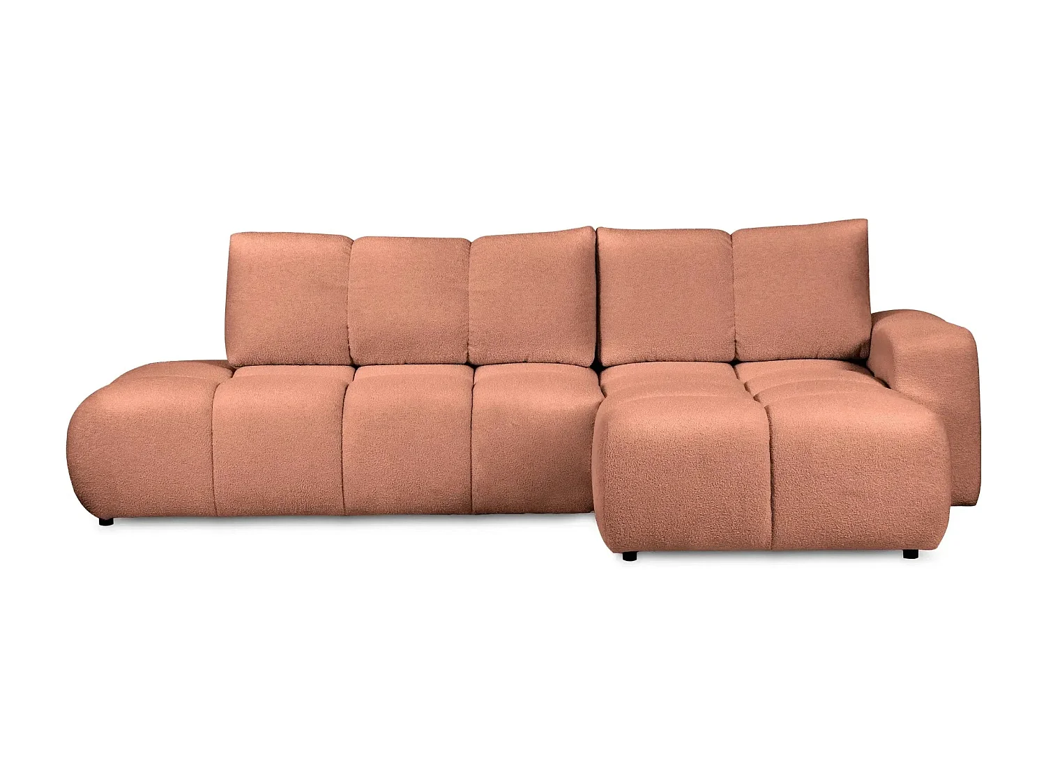 CONSTANCE - Canapé d'angle convertible tissu bouclette 4 places - Terracotta - Droit