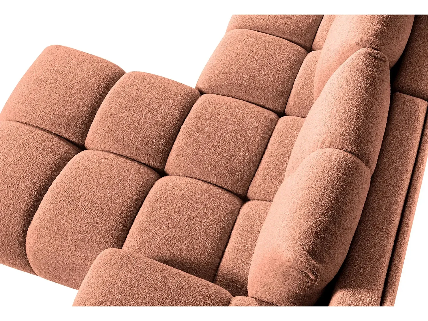 CONSTANCE - Canapé d'angle convertible tissu bouclette 4 places - Terracotta - Droit