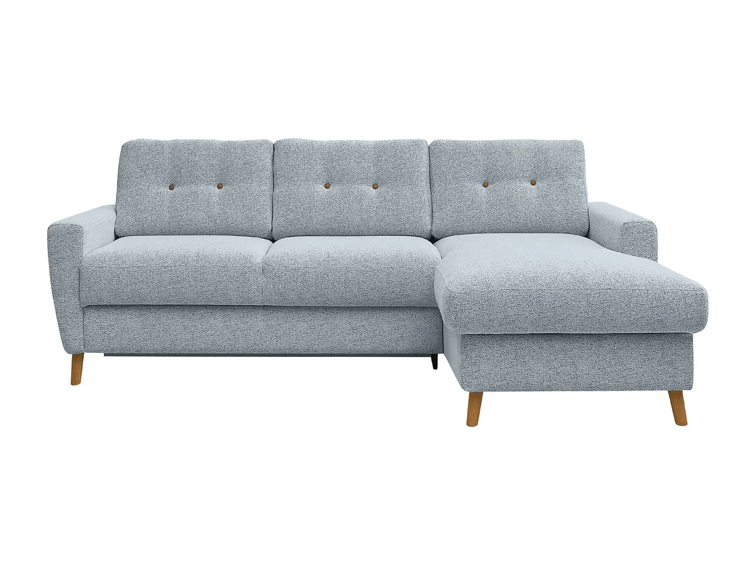 GASPARD - Canapé d'angle convertible tissu bouclette 4 places - Bleu - Gauche