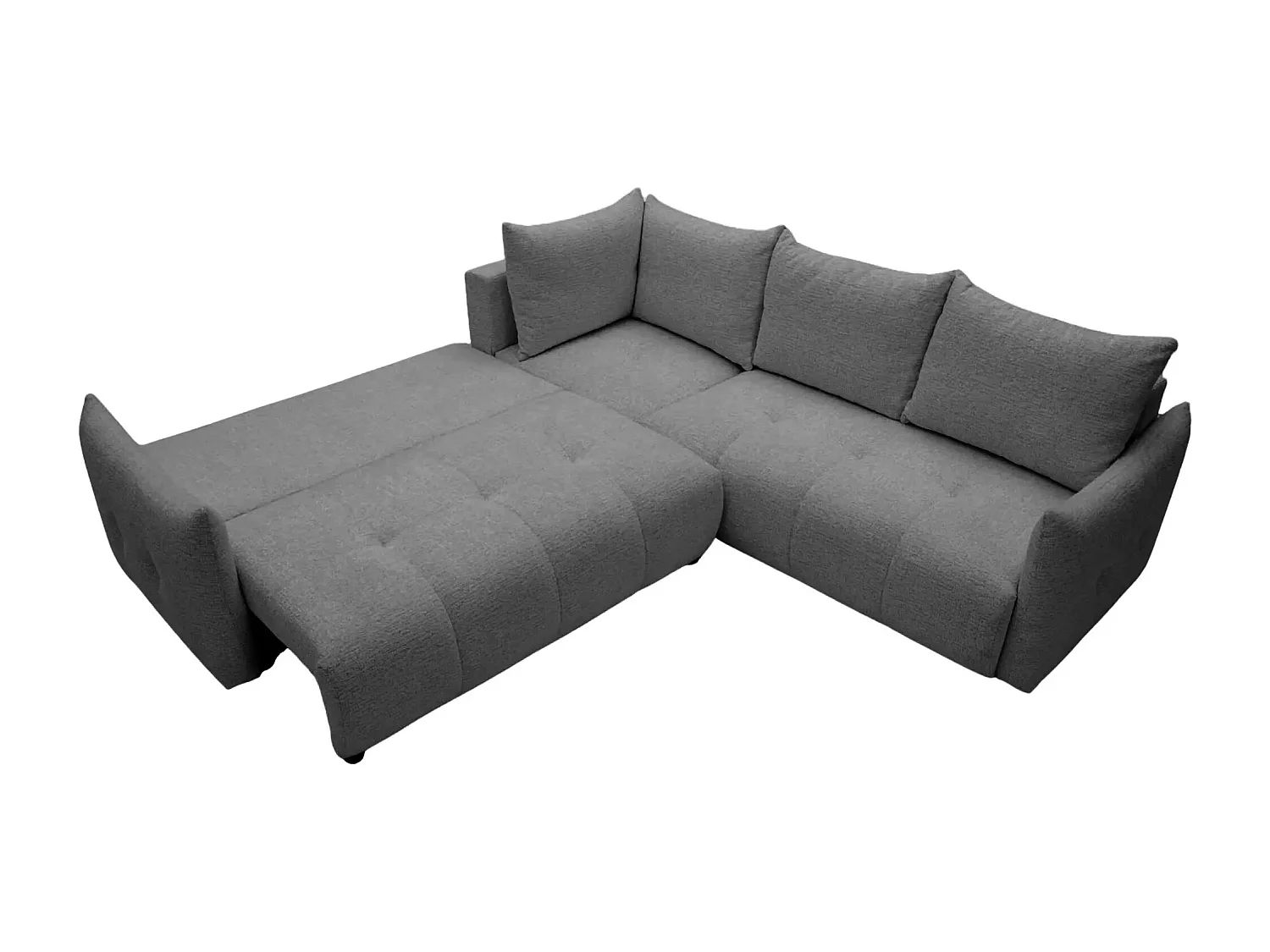 CELINE - Canapé panoramique convertible tissu chenille 5 places - Gris