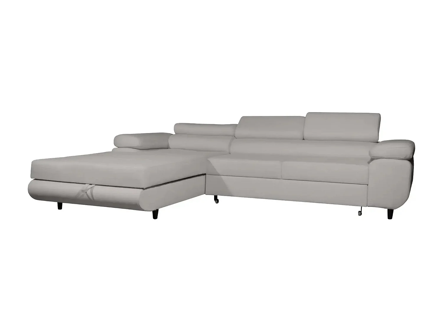 CHARLIE - Canapé d'angle convertible tissu chiné 4 places - Gris clair - Droit