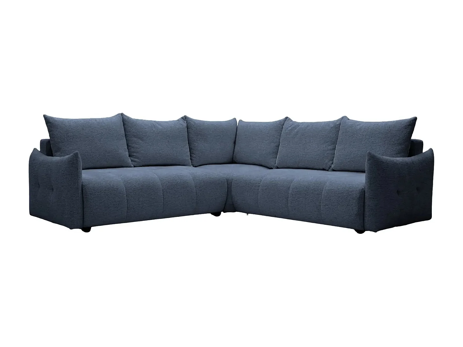 CELINE - Canapé panoramique convertible tissu chenille 5 places - Bleu