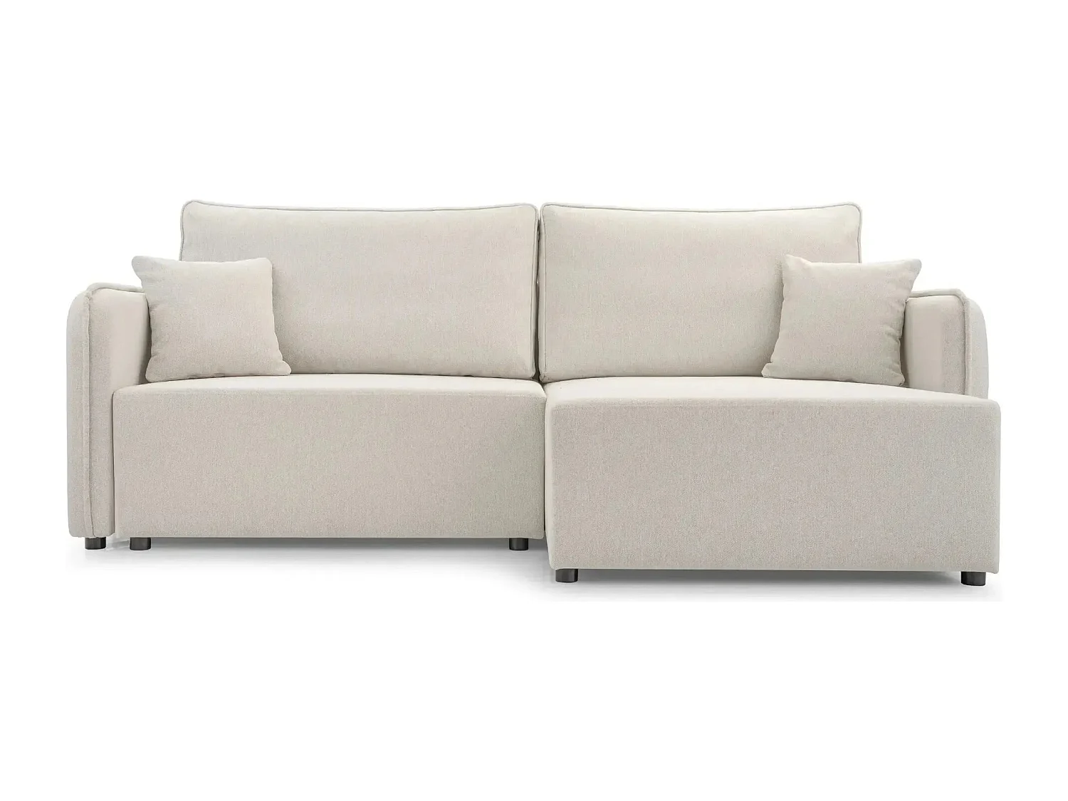 BONNIE - Canapé d'angle convertible tissu lisse 3 places - Beige - Droit