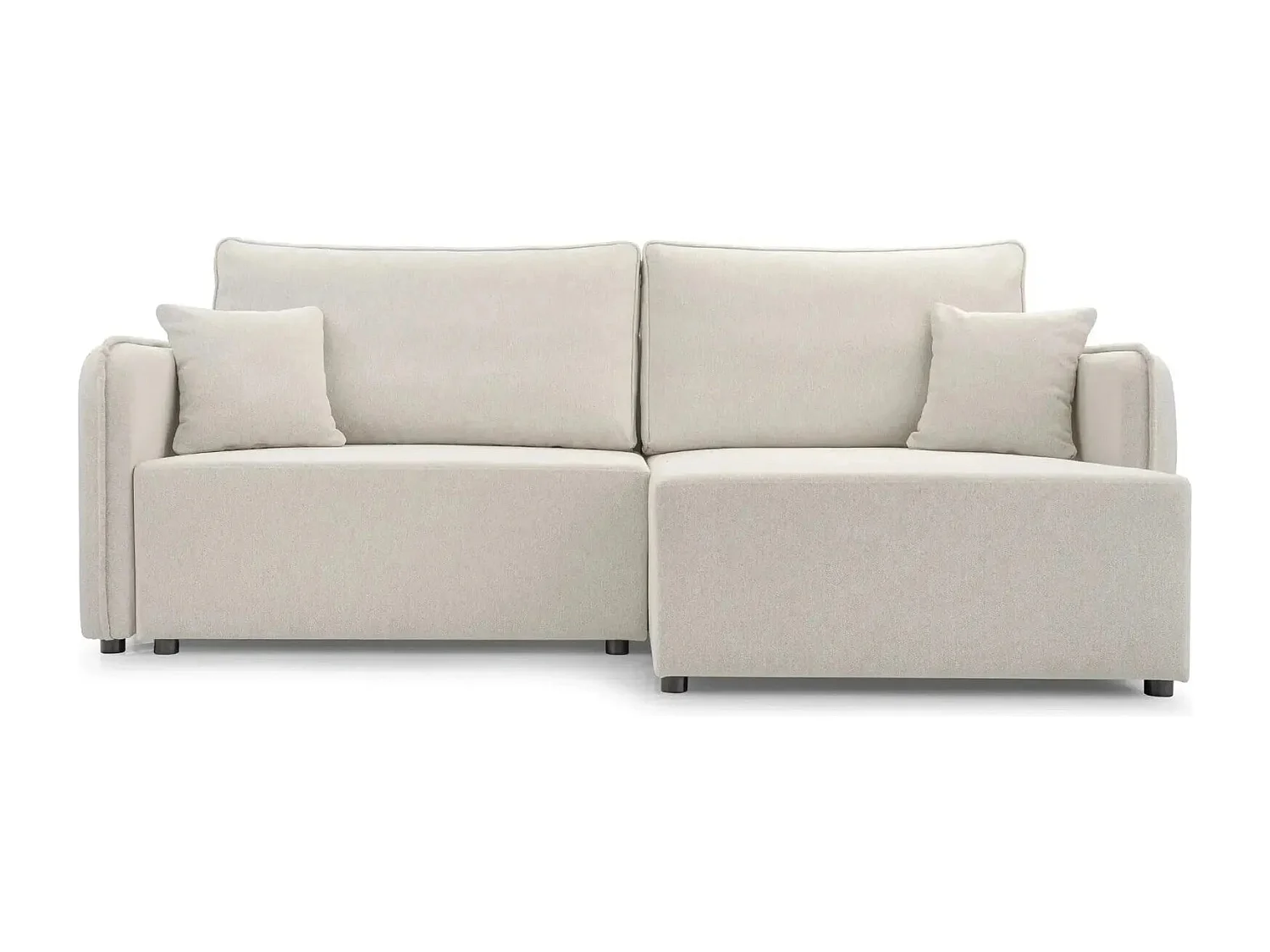 BONNIE - Canapé d'angle convertible tissu lisse 3 places - Beige - Droit