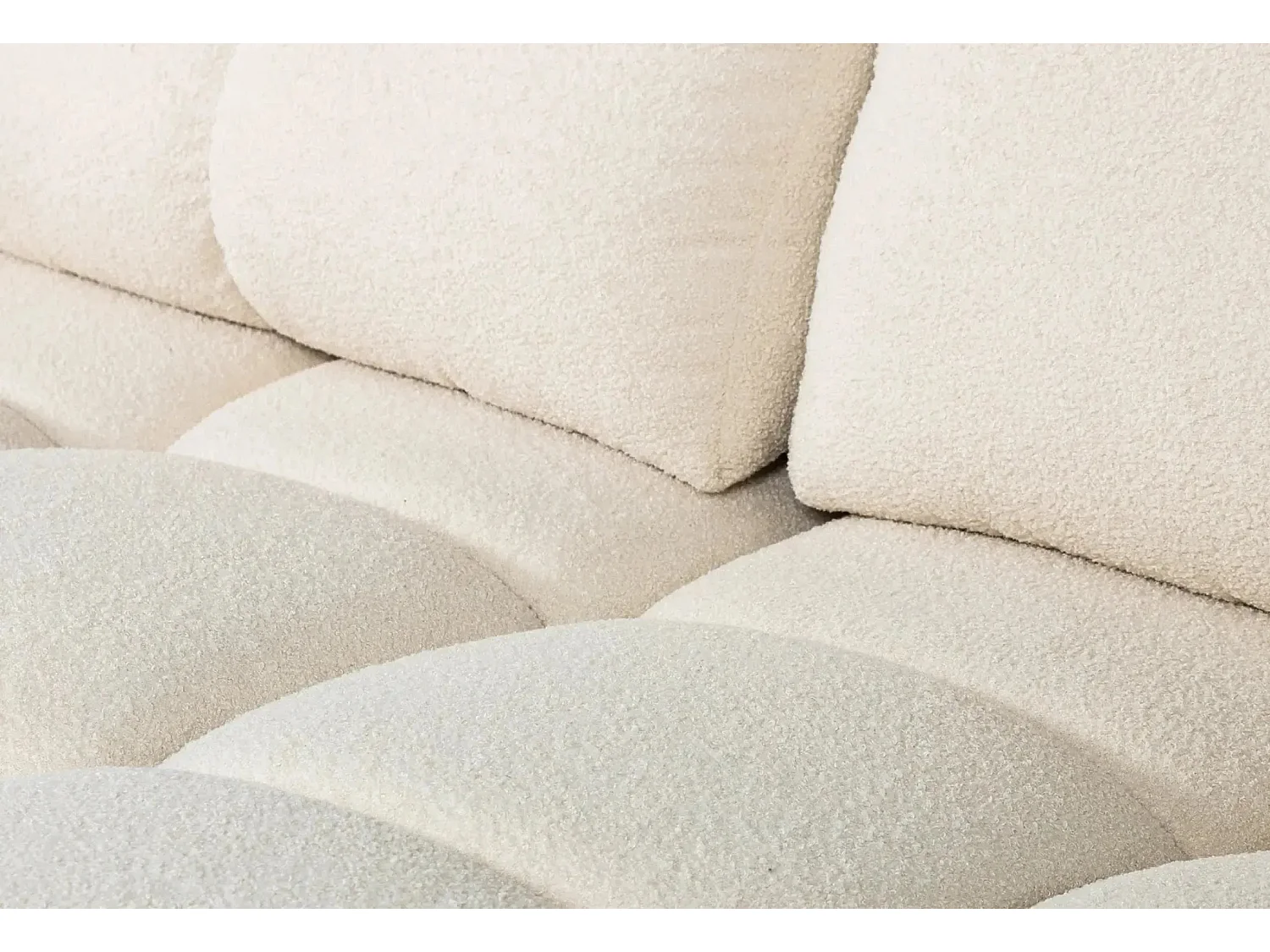 CONSTANCE - Canapé d'angle convertible tissu bouclette 4 places - Beige - Droit