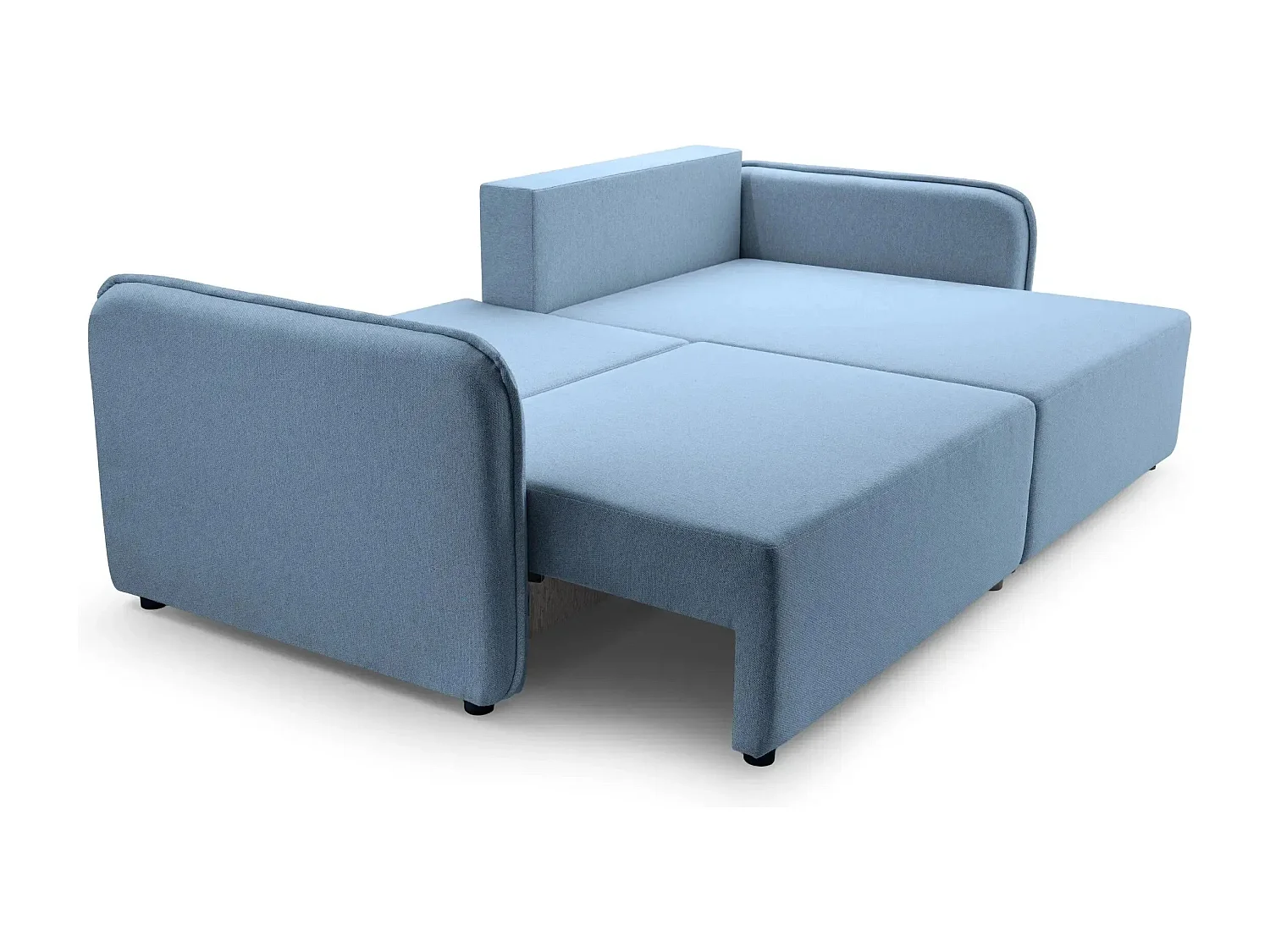 BONNIE - Canapé d'angle convertible tissu lisse 3 places - Bleu - Gauche