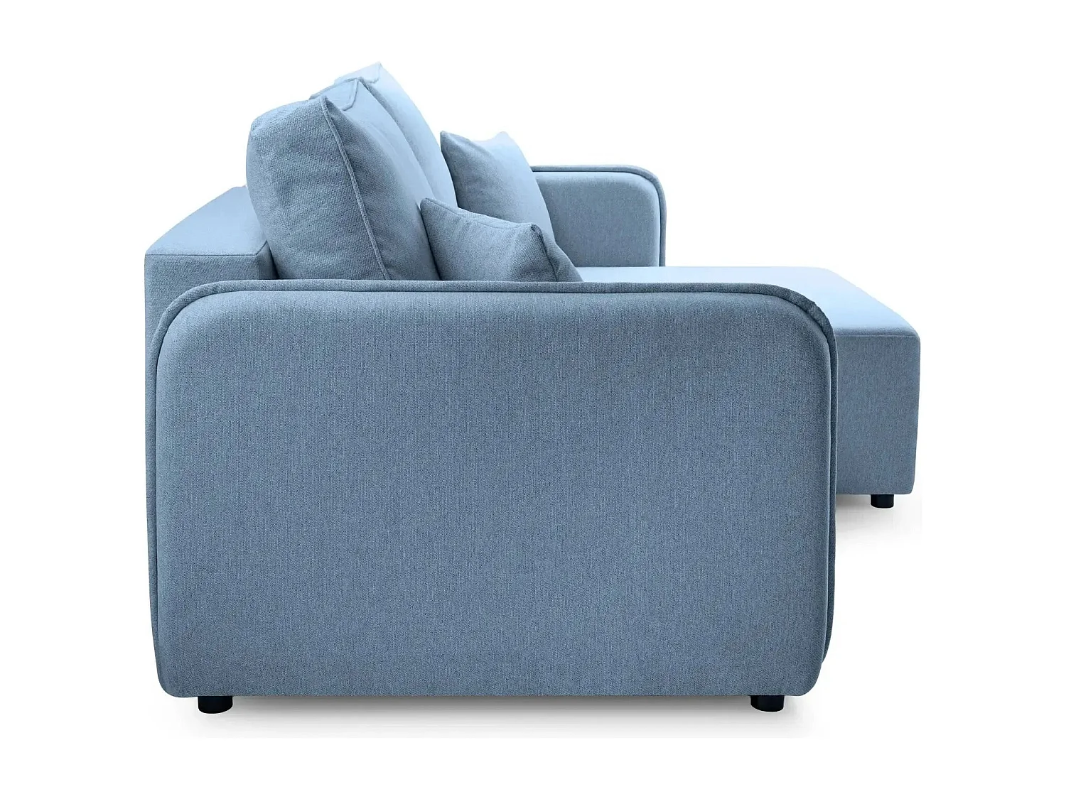 BONNIE - Canapé d'angle convertible tissu lisse 3 places - Bleu - Gauche