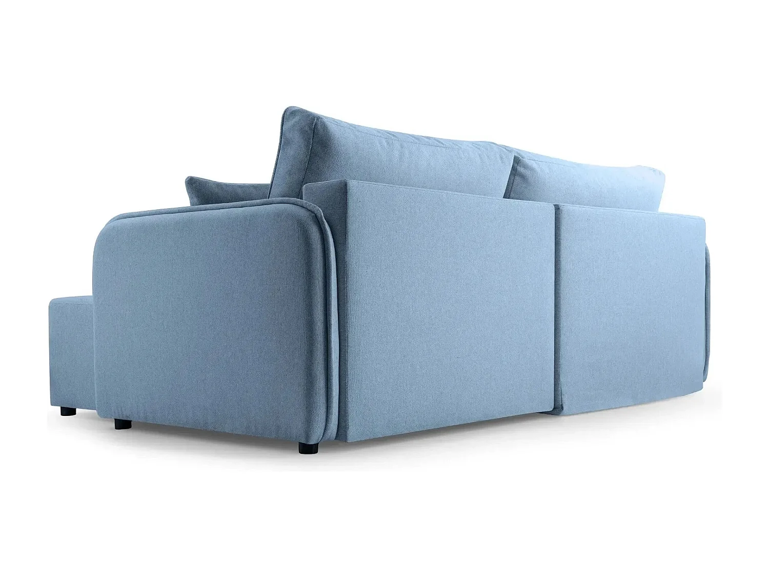 BONNIE - Canapé d'angle convertible tissu lisse 3 places - Bleu - Gauche