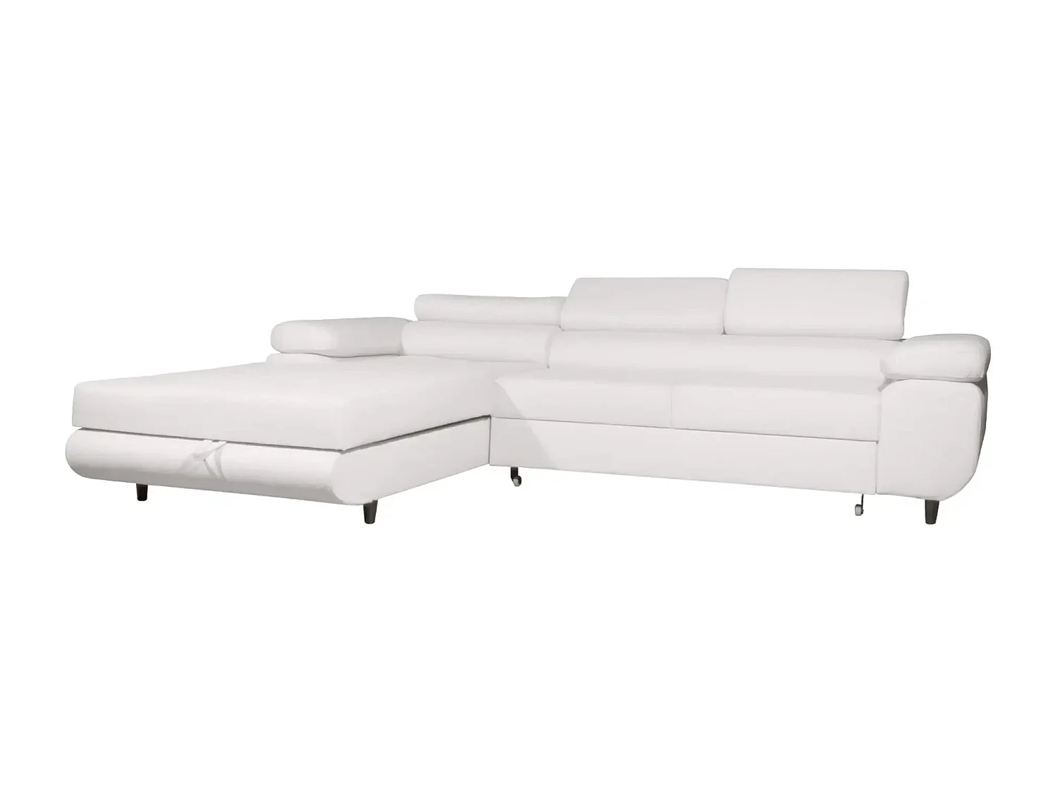 CHARLIE - Canapé d'angle convertible tissu chiné 4 places - Beige - Gauche