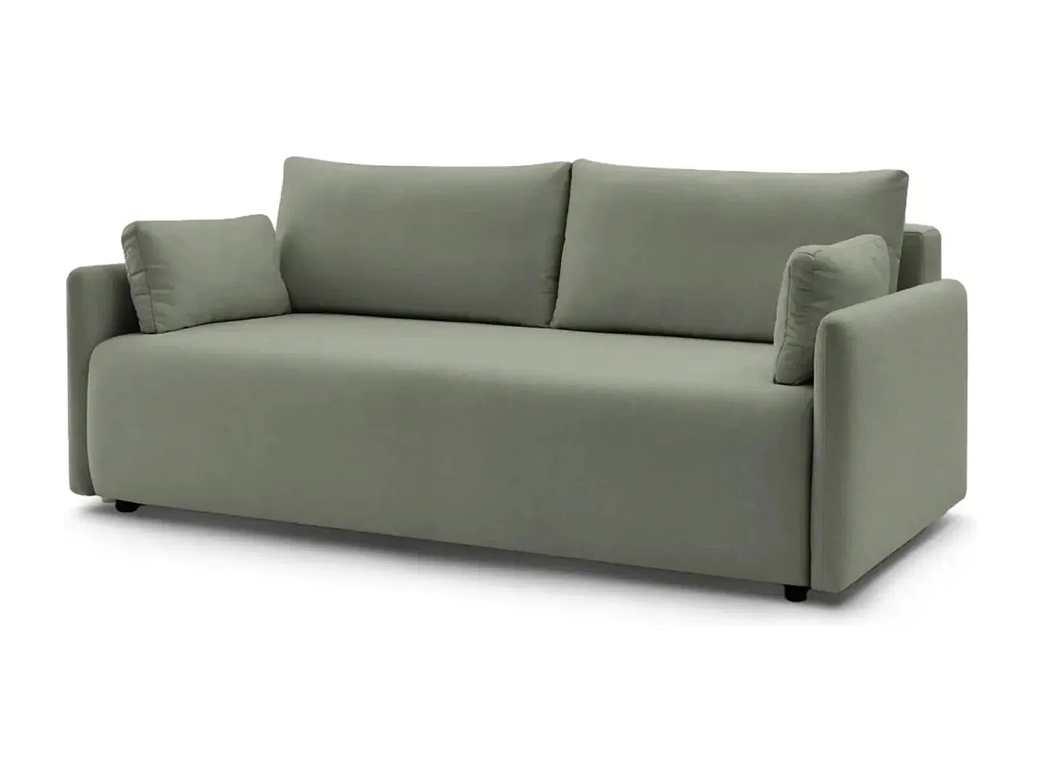 AXELLE - Canapé droit convertible tissu lisse 2 places - Vert