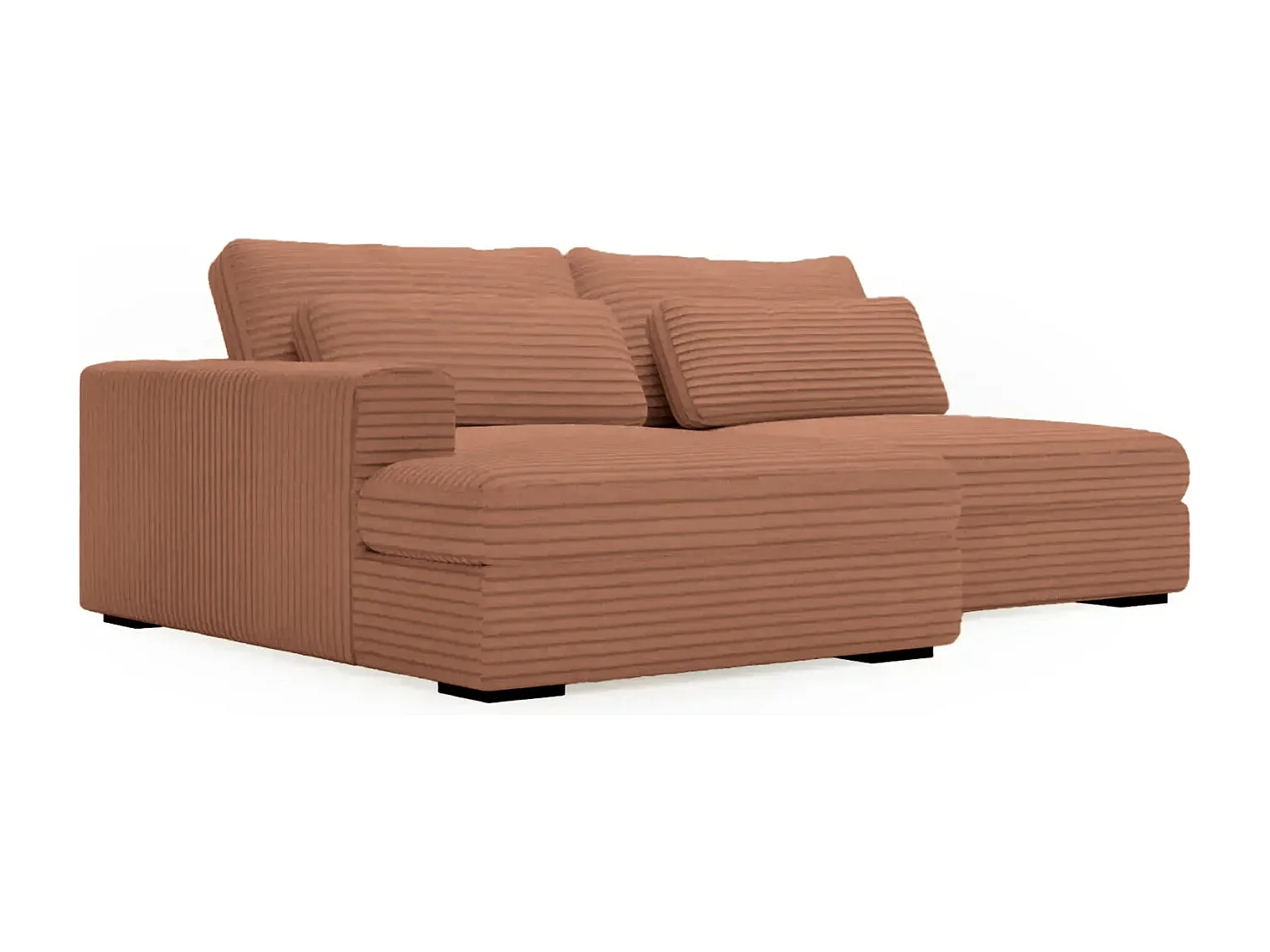 AGATHE - Canapé d'angle convertible gros velours côtelé 4 places - Terracotta - Gauche