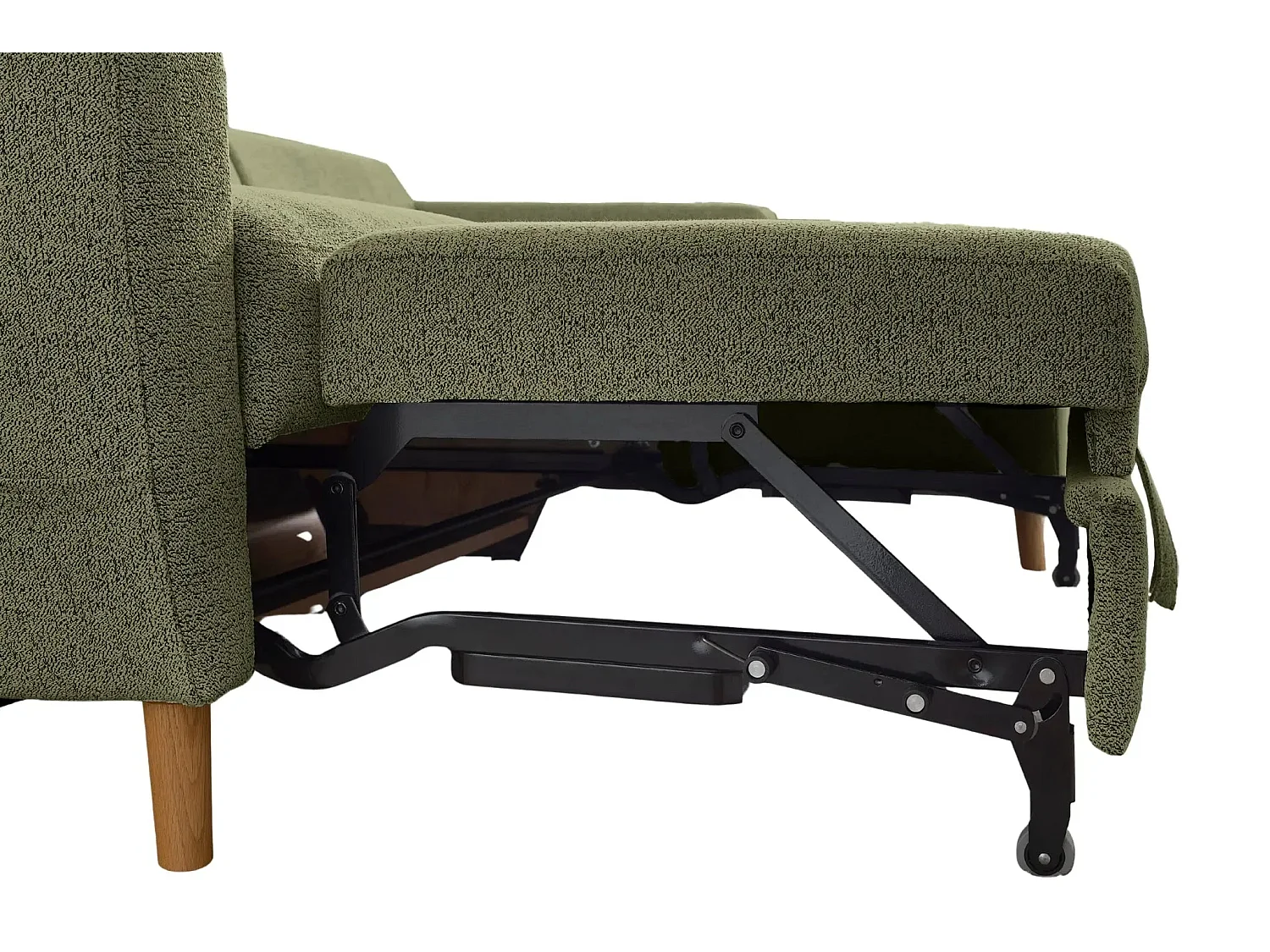 GASPARD - Canapé d'angle convertible tissu bouclette 4 places - Vert - Droit