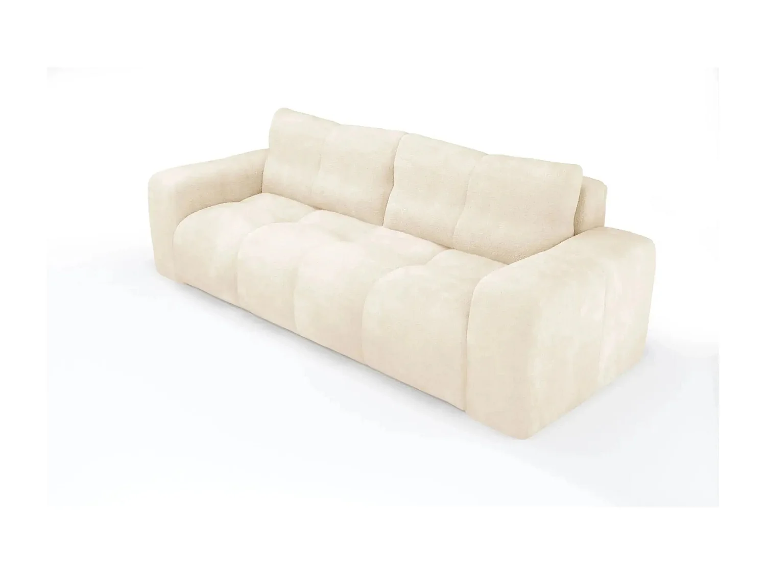 CONSTANCE - Canapé droit convertible tissu bouclette 3 places - Beige