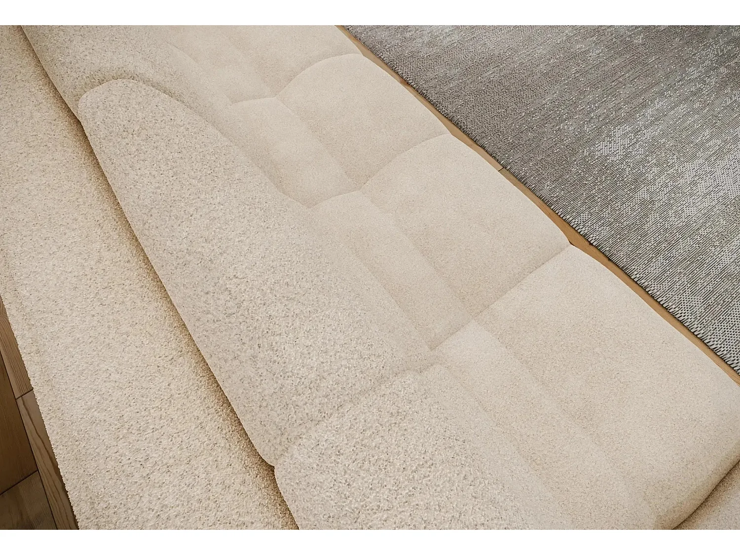 CONSTANCE - Canapé droit convertible tissu bouclette 3 places - Beige