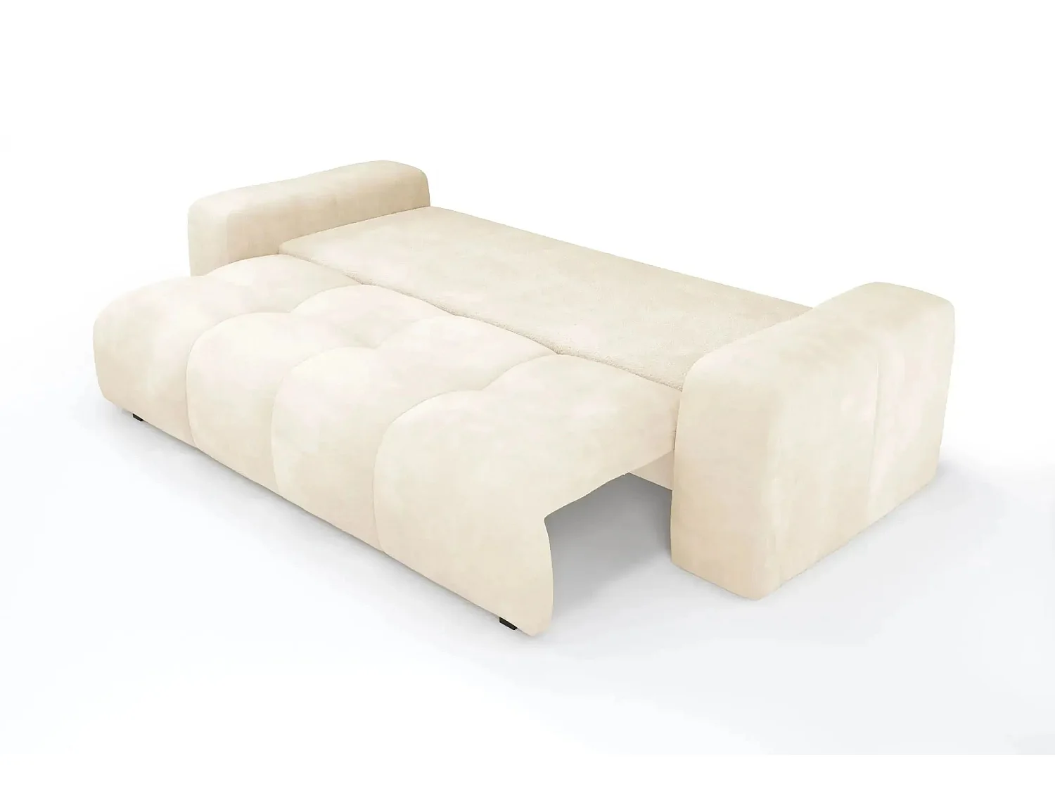 CONSTANCE - Canapé droit convertible tissu bouclette 3 places - Beige