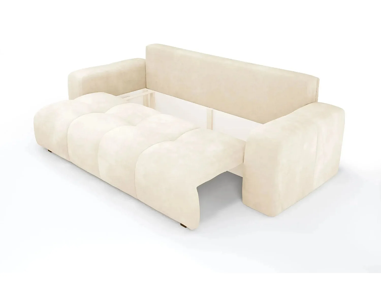 CONSTANCE - Canapé droit convertible tissu bouclette 3 places - Beige