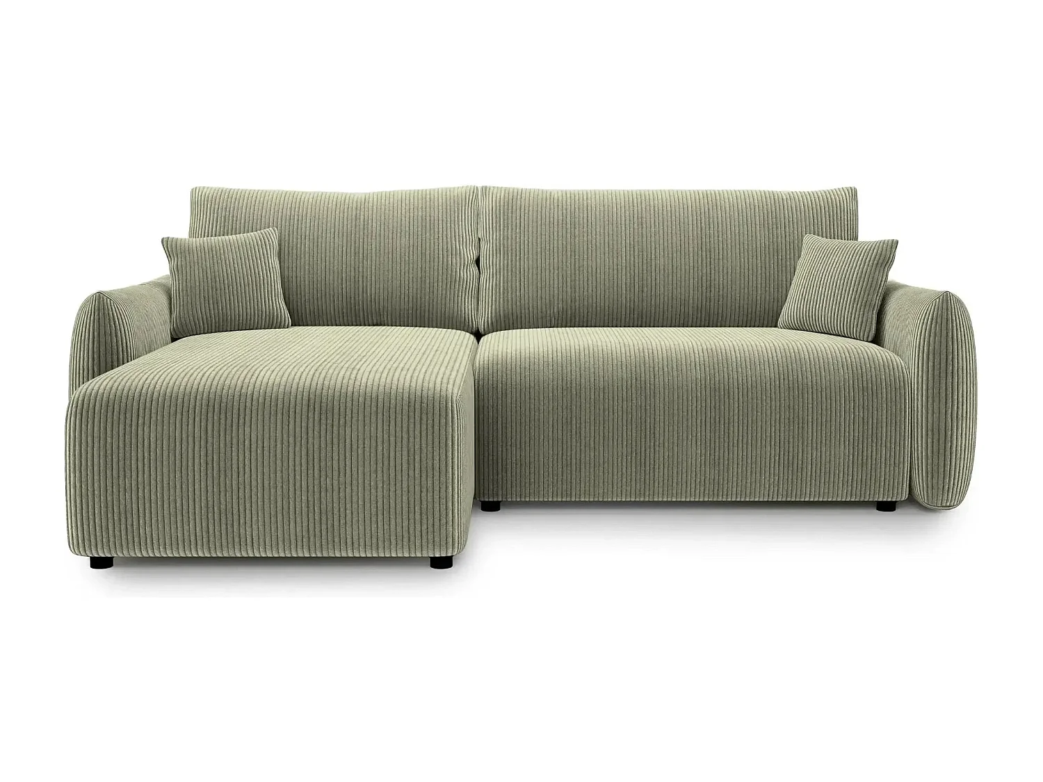 ELIO - Canapé d'angle convertible petit velours côtelé 4 places - Vert