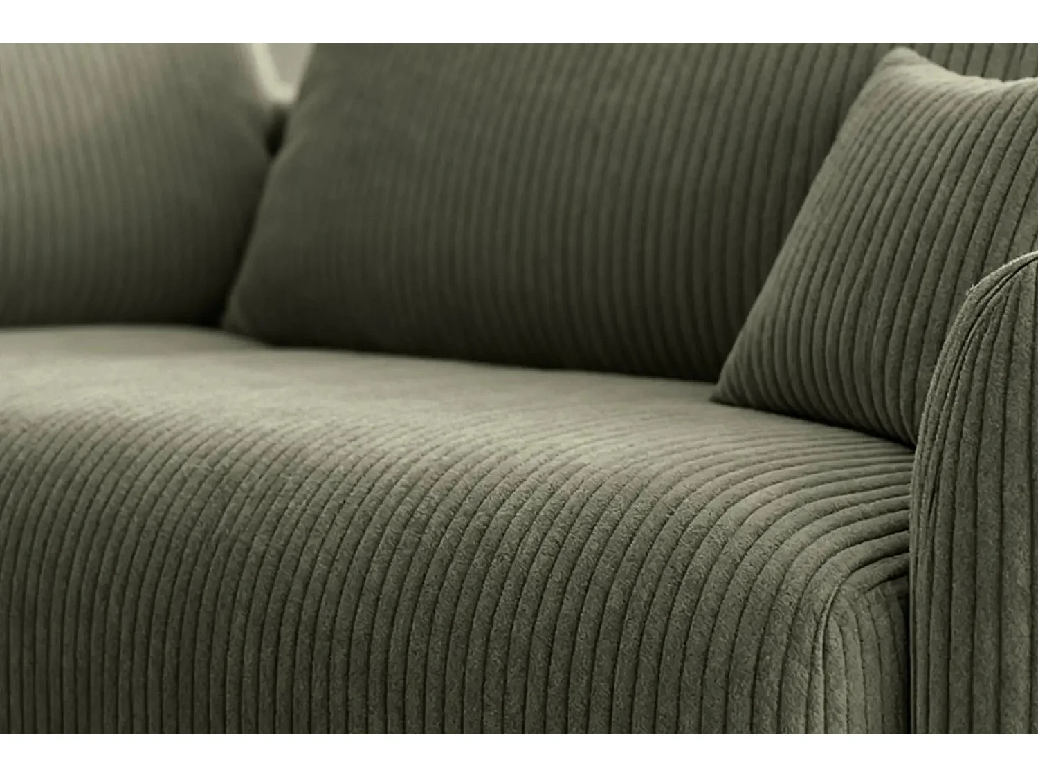 ELIO - Canapé d'angle convertible petit velours côtelé 4 places - Vert