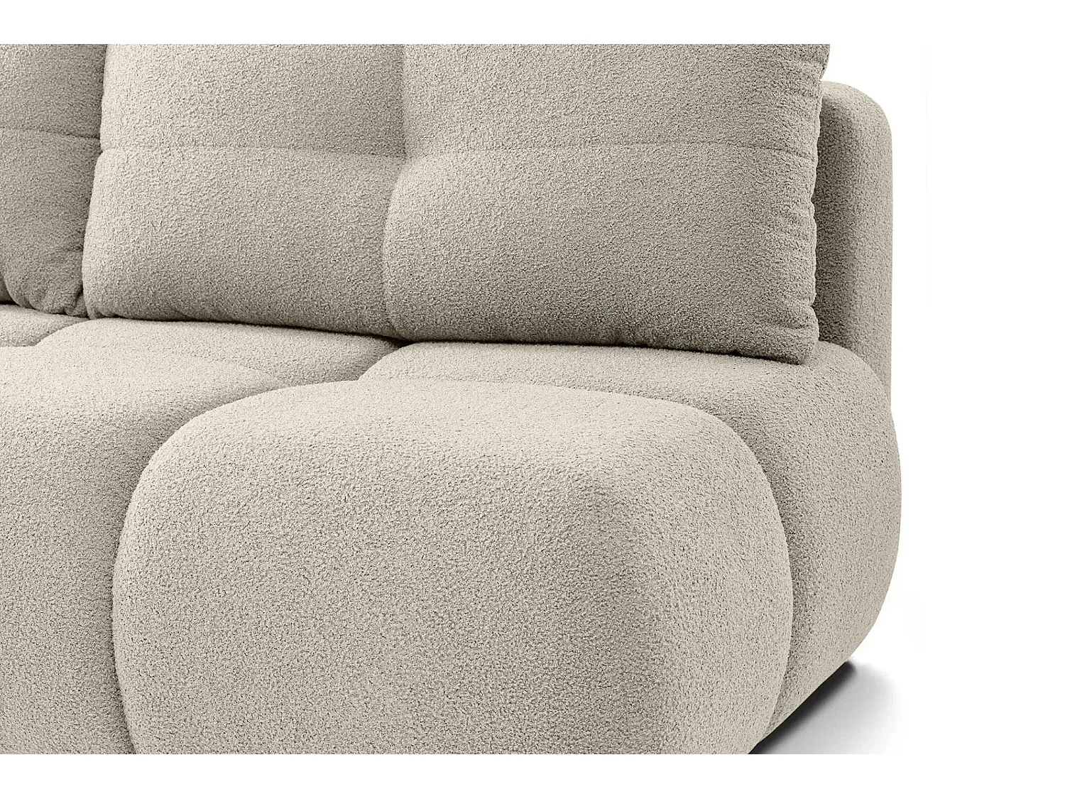 CONSTANCE MINI - Canapé droit convertible tissu bouclette 2 places - Beige