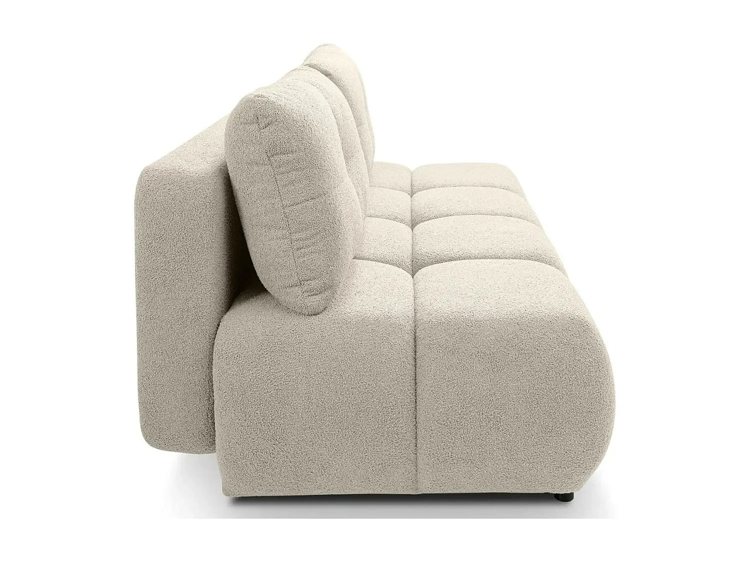 CONSTANCE MINI - Canapé droit convertible tissu bouclette 2 places - Beige