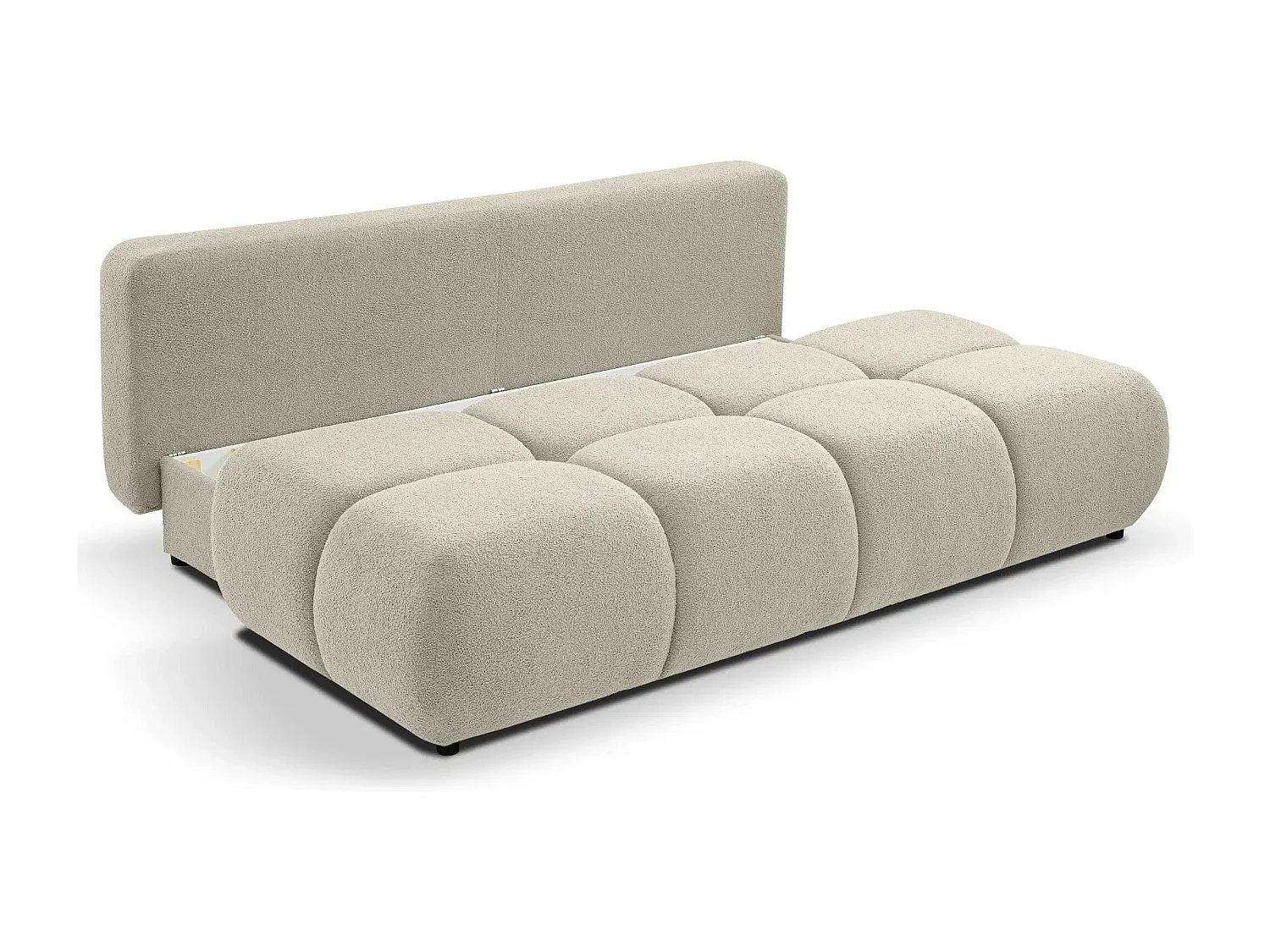 CONSTANCE MINI - Canapé droit convertible tissu bouclette 2 places - Beige