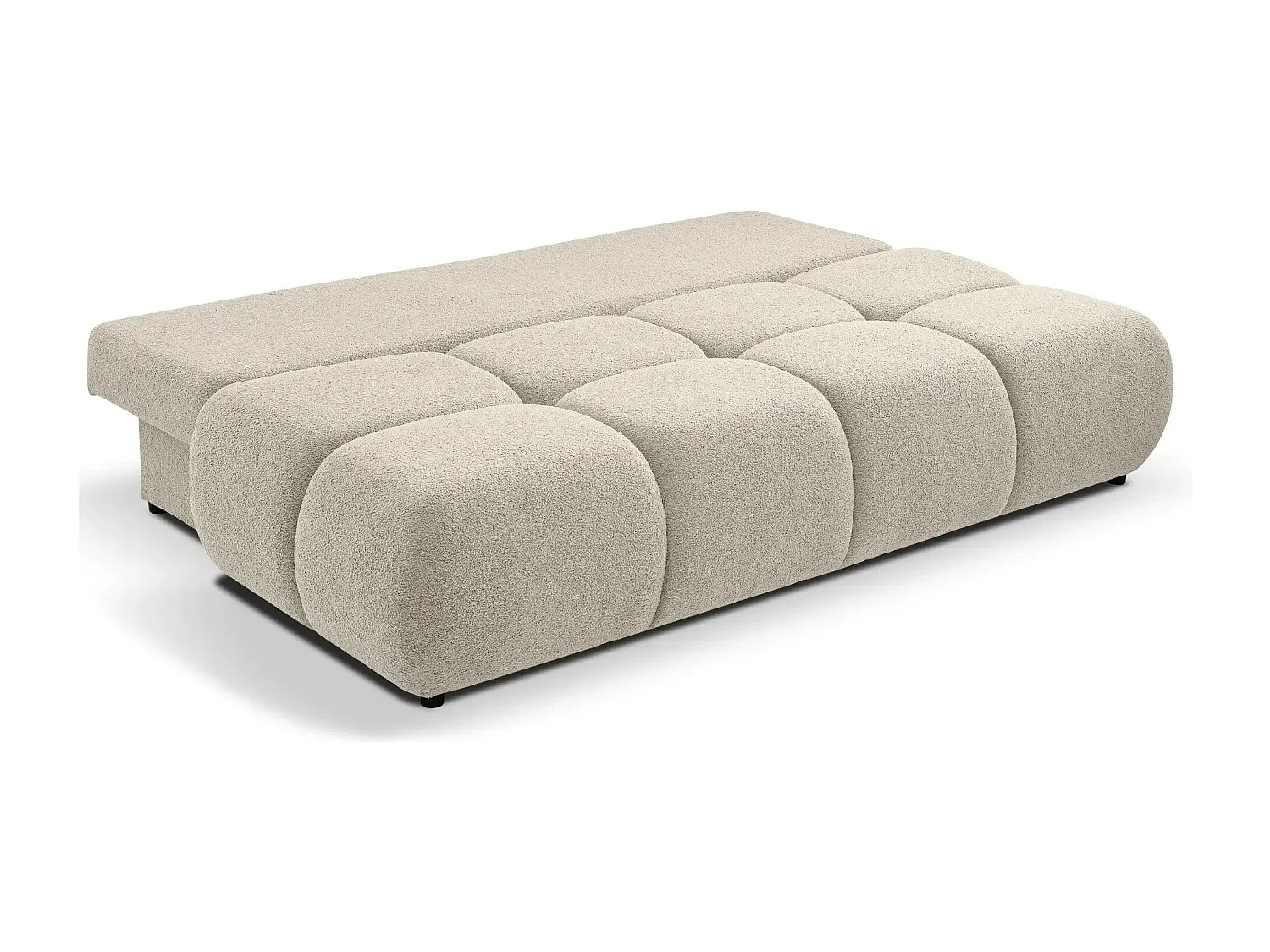 CONSTANCE MINI - Canapé droit convertible tissu bouclette 2 places - Beige