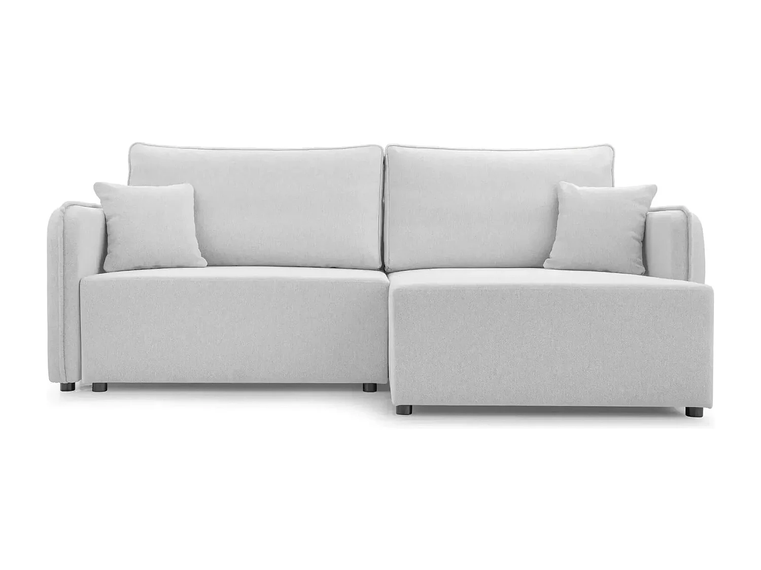 BONNIE - Canapé d'angle convertible tissu lisse 3 places - Gris clair - Gauche