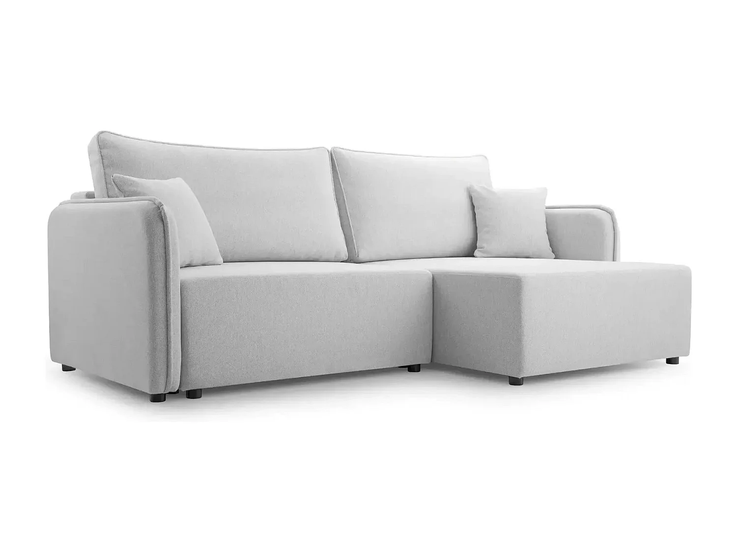 BONNIE - Canapé d'angle convertible tissu lisse 3 places - Gris clair - Gauche