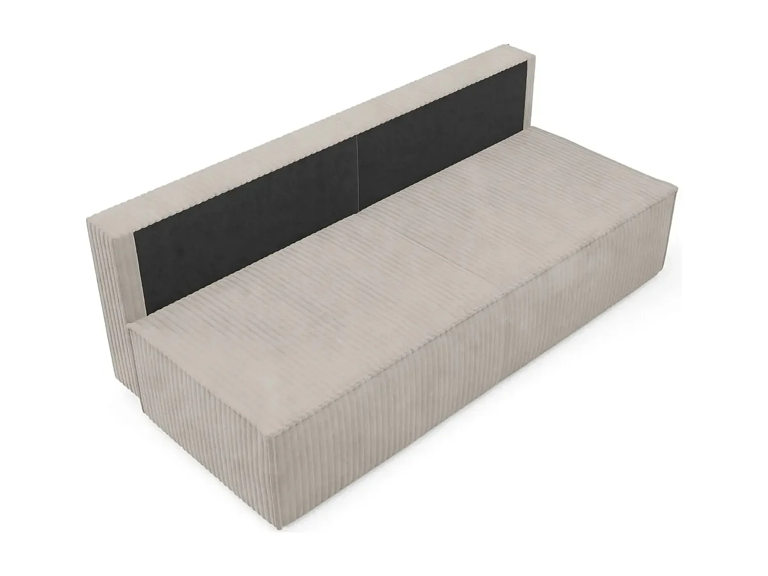 BURANO - Canapé droit convertible velours côtelé 2 places - Gris clair