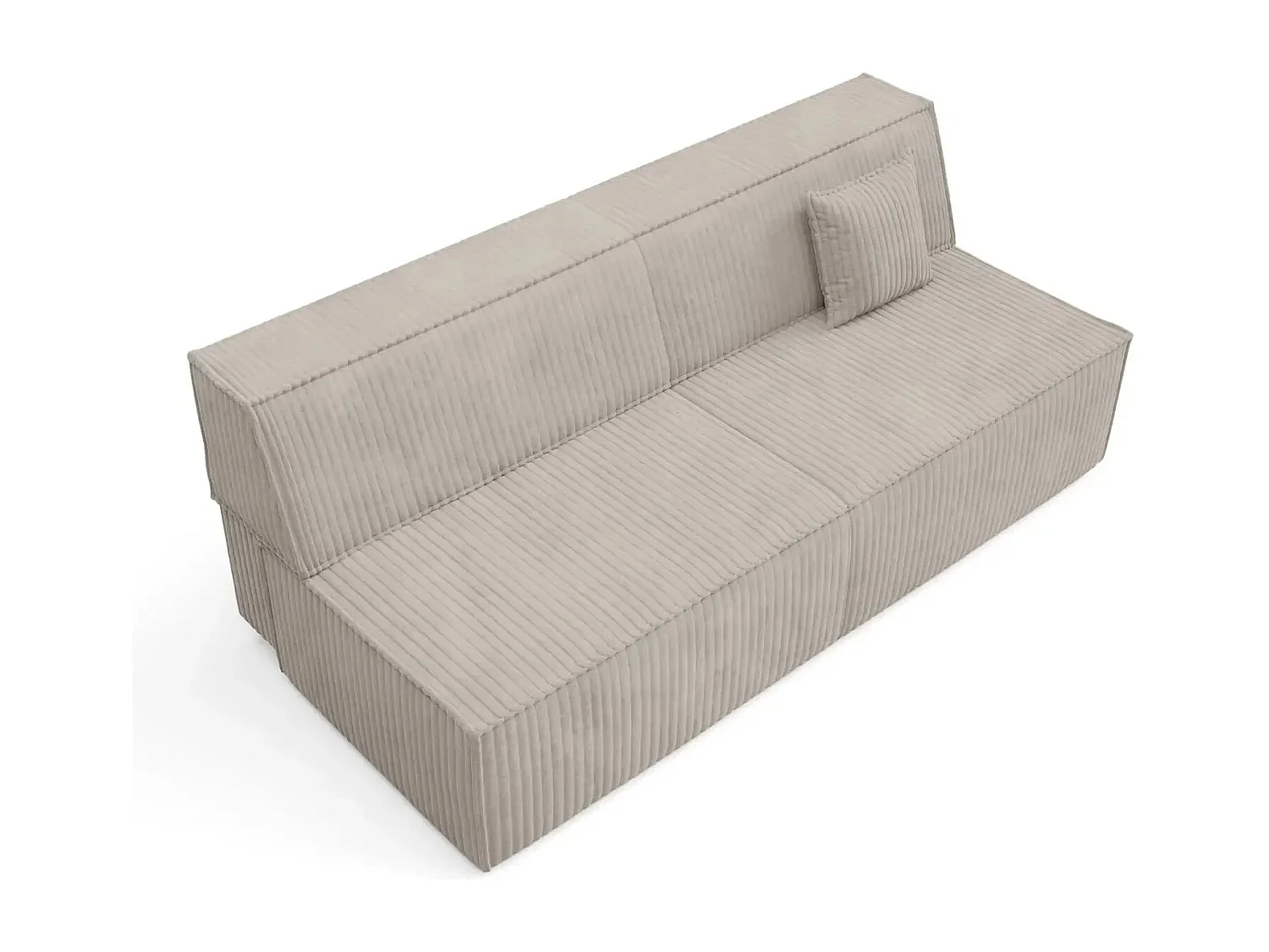 BURANO - Canapé droit convertible velours côtelé 2 places - Gris clair