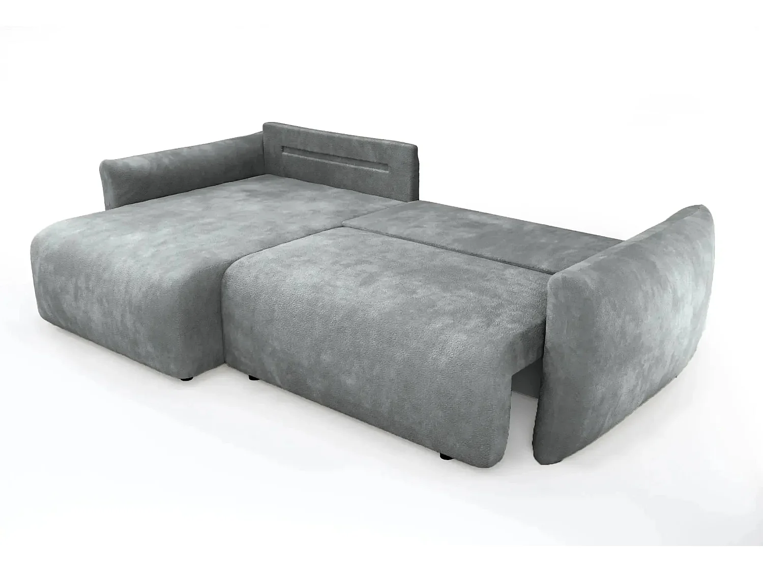 ELIO - Canapé d'angle convertible tissu bouclette 4 places - Gris