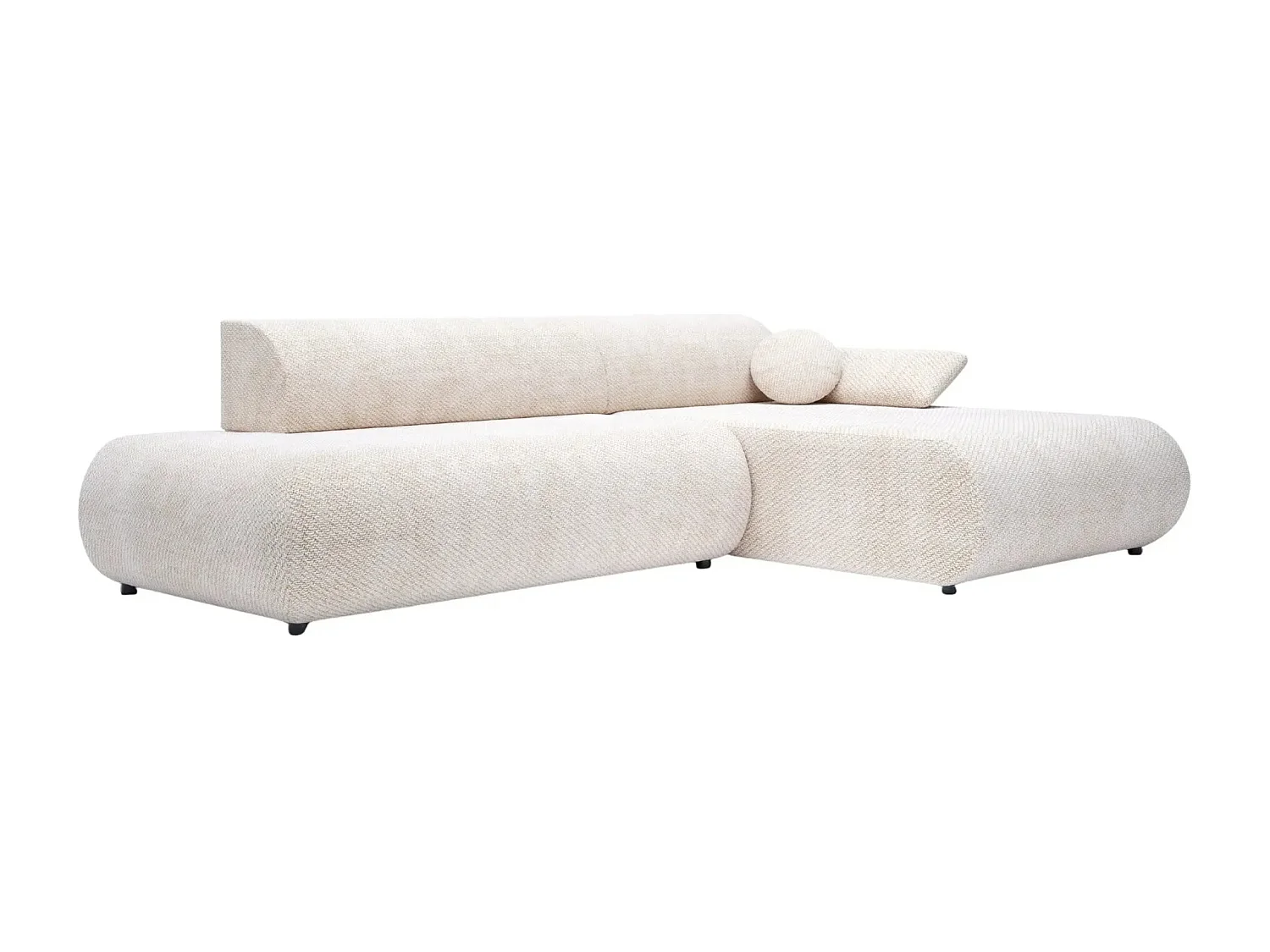 LEVI - Canapé d'angle convertible tissu lisse 3 places - Beige - Droit