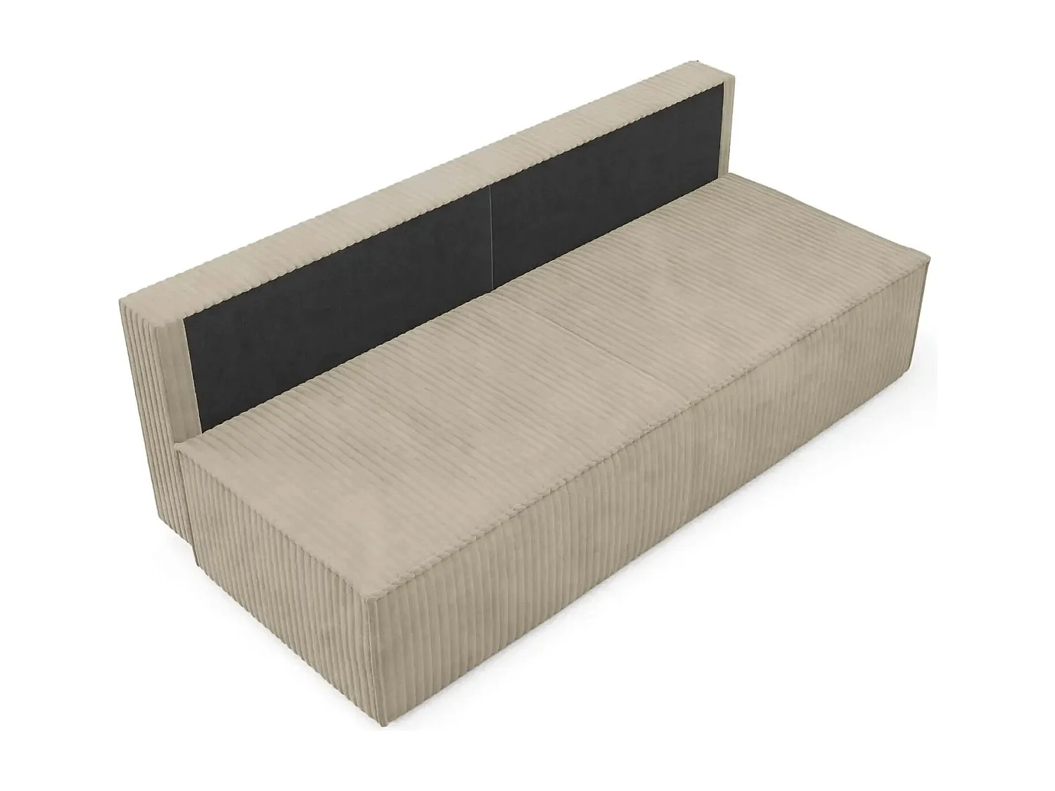 BURANO - Canapé droit convertible velours côtelé 2 places - Café