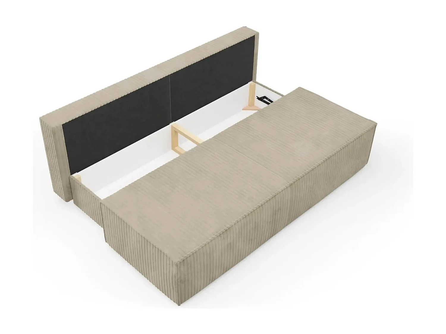 BURANO - Canapé droit convertible velours côtelé 2 places - Café