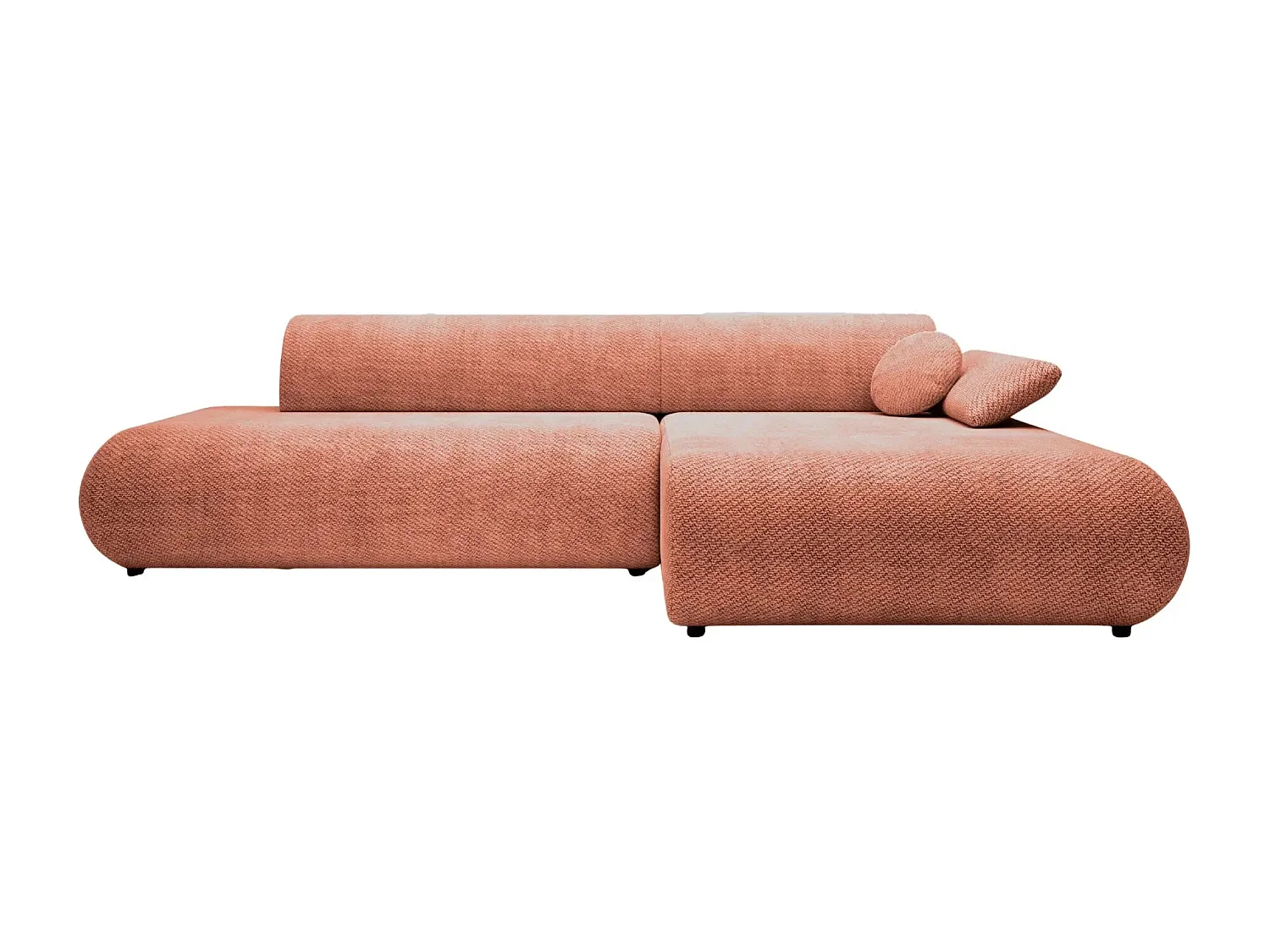 LEVI - Canapé d'angle convertible tissu lisse 3 places - Terracotta - Gauche