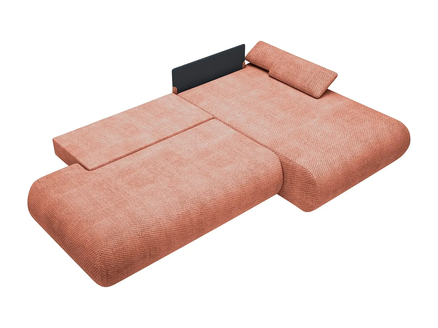 LEVI - Canapé d'angle convertible tissu lisse 3 places - Terracotta - Gauche