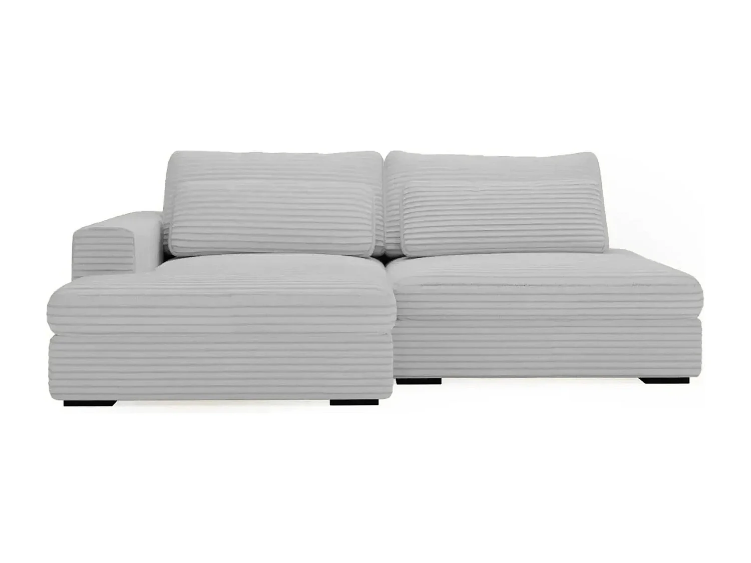 AGATHE - Canapé d'angle convertible gros velours côtelé 4 places - Gris clair - Gauche