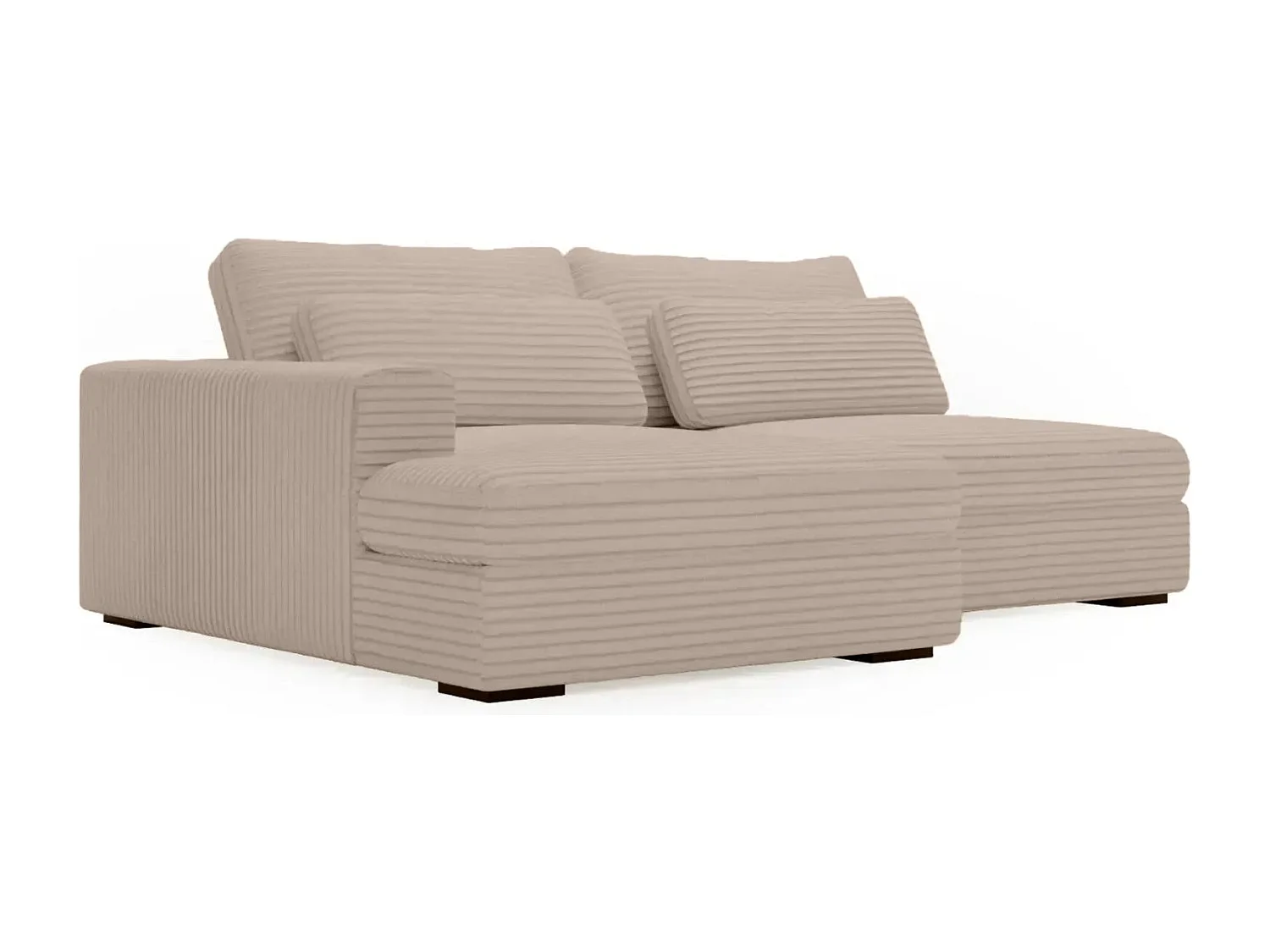 AGATHE - Canapé d'angle convertible gros velours côtelé 4 places - Café - Gauche