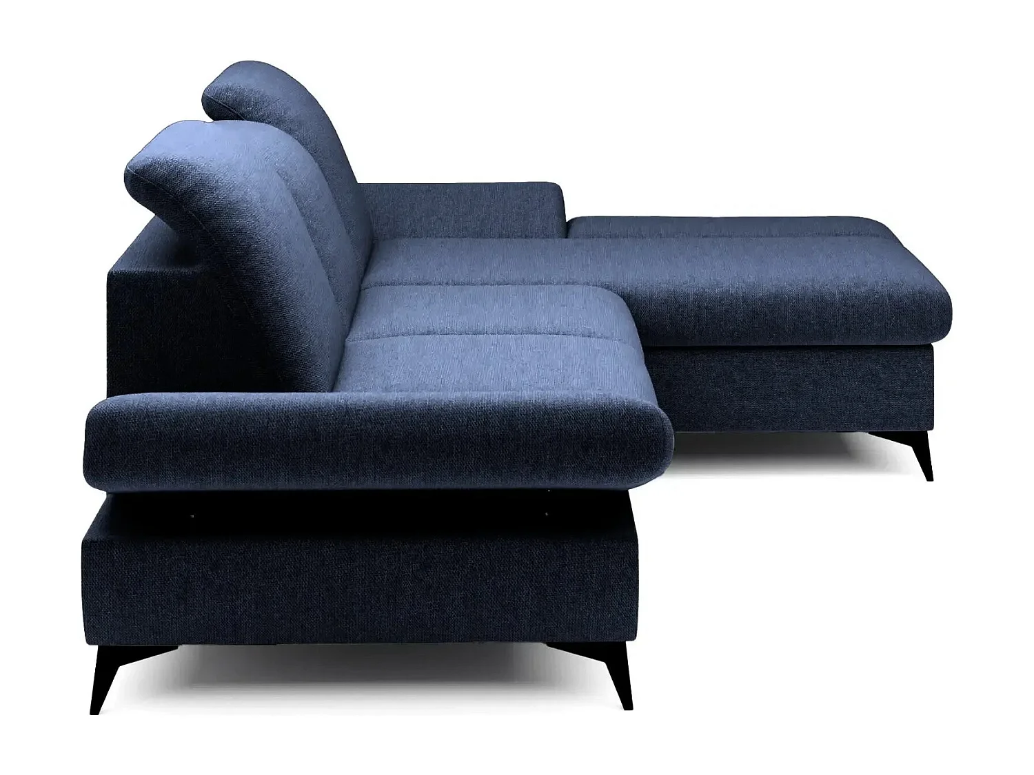 LIVIA - Canapé d'angle convertible tissu chiné 4 places - Bleu - Gauche