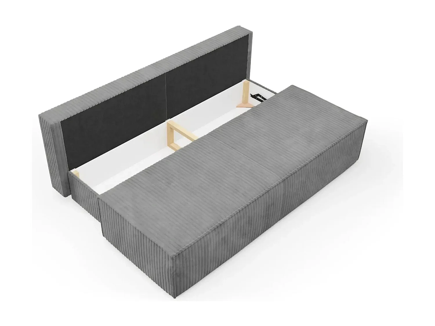 BURANO - Canapé droit convertible velours côtelé 2 places - Gris foncé